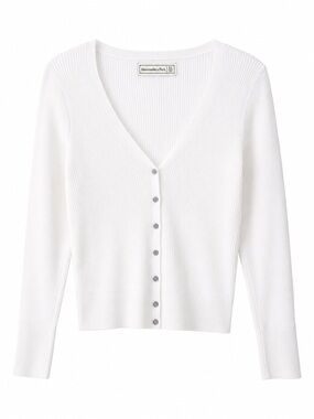 Y2K Vintage Abercrombie & Fitch White Ribbed V-Neck Button Cardigan